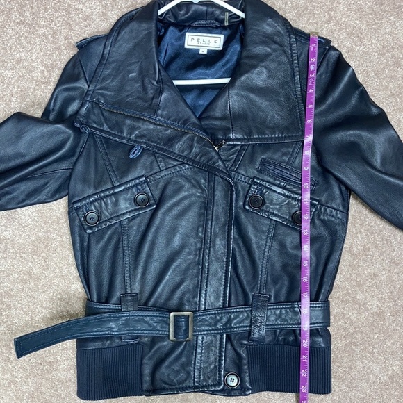 Pelle studio belted zip black leather jacket size med. - Picture 8 of 14